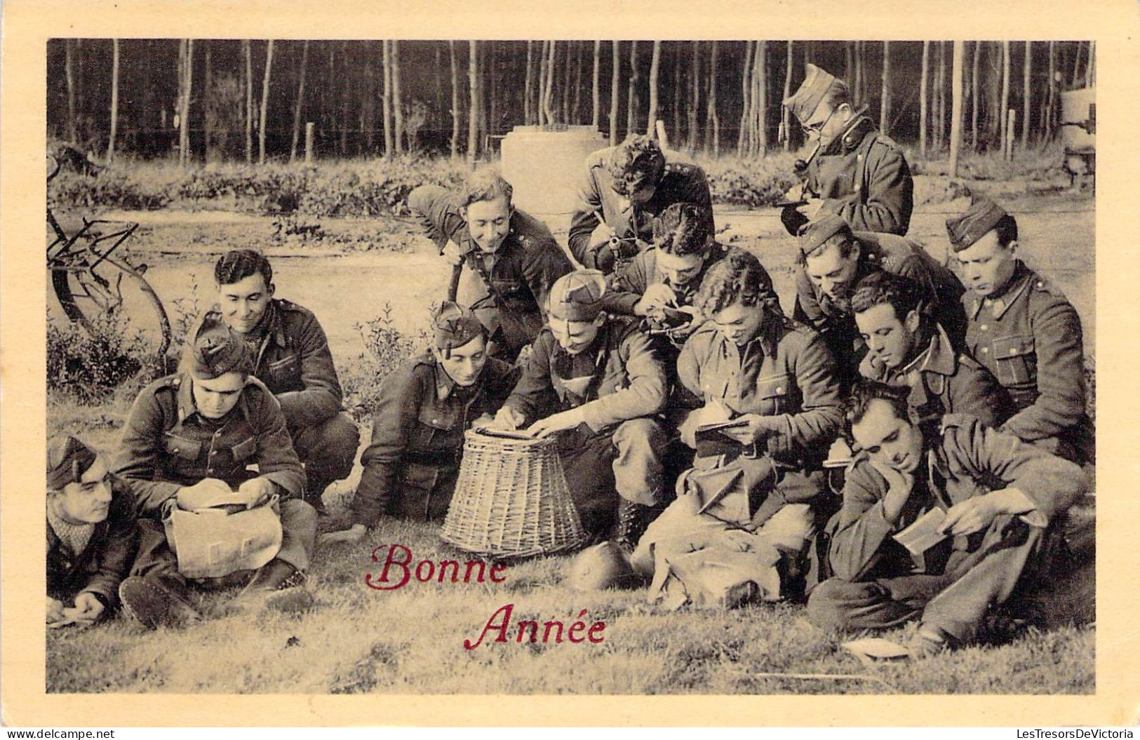 Militaria - Lot de 7 cartes militaires - Bonne année - Musique - Attelage - Carte Postale Ancienne