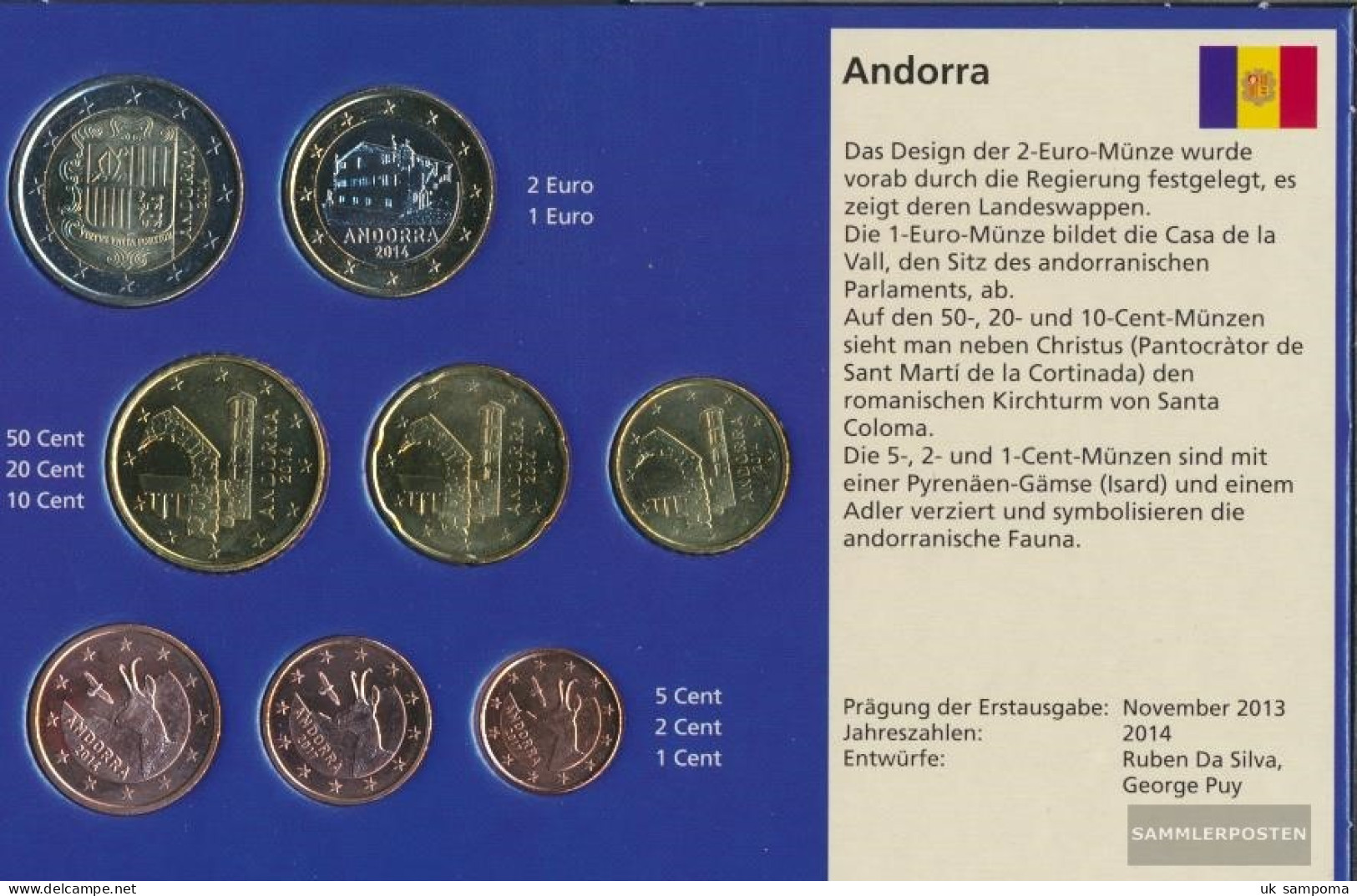 Andorra Stgl./unzirkuliert Kursmünzensatz Mixed Vintages Stgl./unzirkuliert Ab 2014 Euro Komplettausgabe - Andorra
