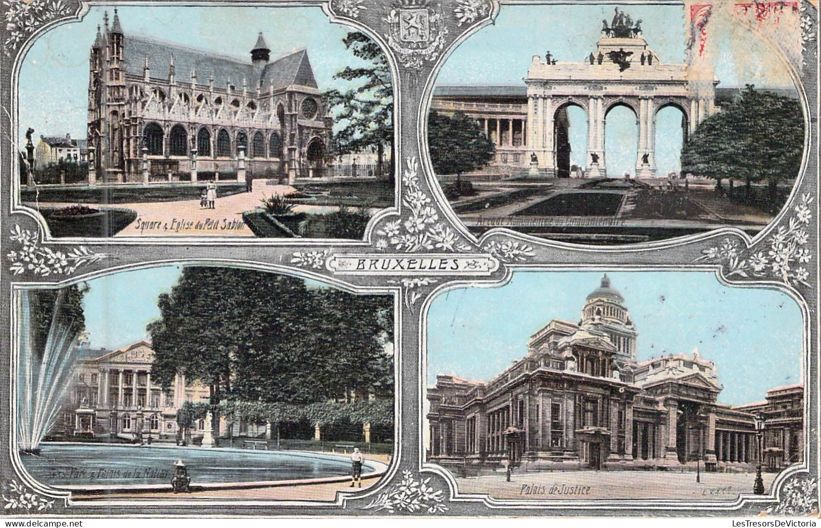 BRUXELLES - Encarts De Quatre Monuments De La Ville - Carte Postale Ancienne - Monumenti, Edifici