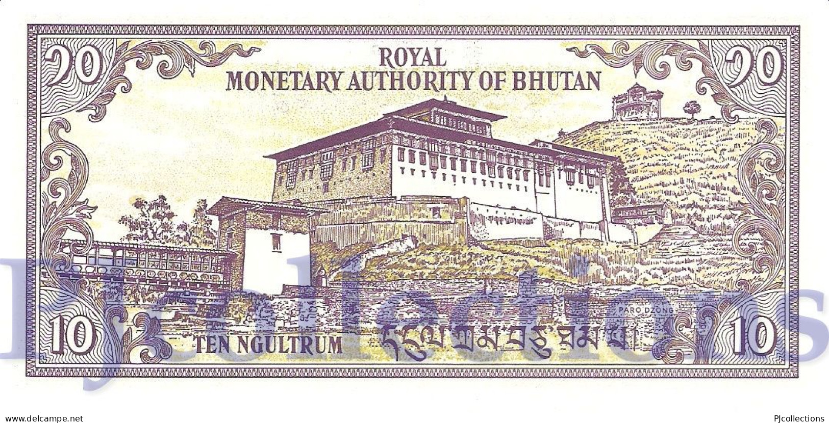 BHUTAN 10 NGULTRUM 1986 PICK 15b UNC - Bhután