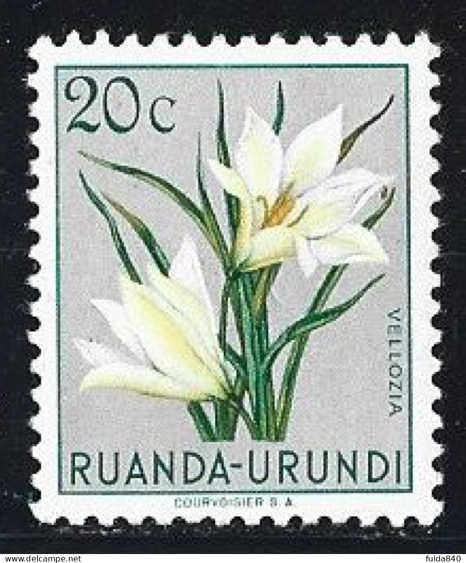 RUANDA-URUNDI. (Y&T) 1953 - N°179.  * Les Fleurs Multicolores. *  20c     Neuf - Gebraucht