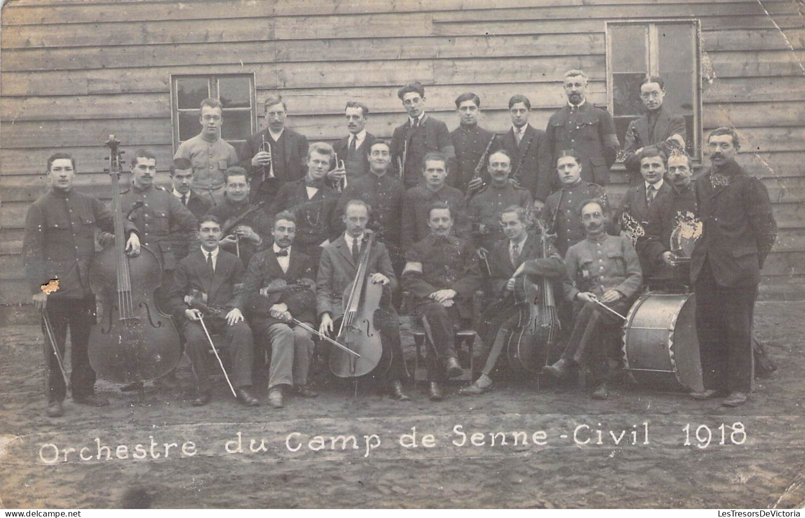 Militaria - Orchestre Du Camp De Senne Civil 1918 - Instruments De Musique - Carte Postale Ancienne - Personnages