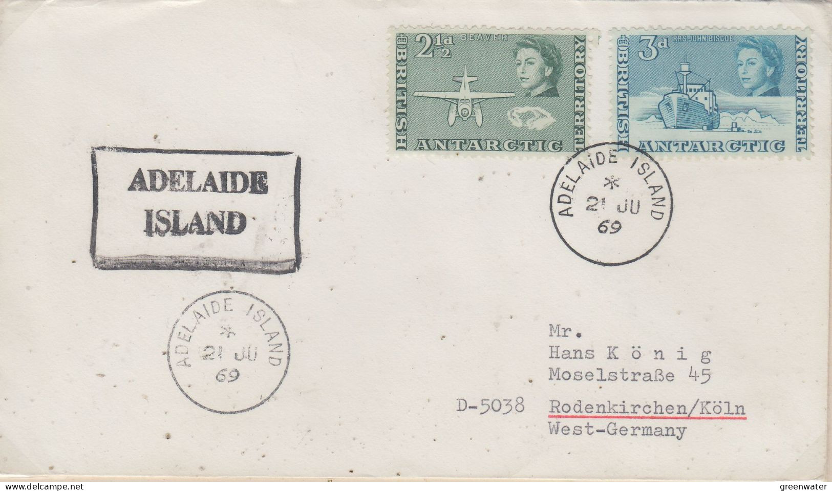 British Antarctic Territorry (BAT) 1969 Adelaide Island  Ca Adelaide Island 21 JUL 1969 (HA153B) - Brieven En Documenten