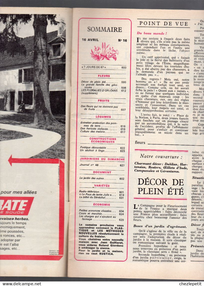 RUSTICA N°16 1967 Floralies D'Orléans Géraniums Culture Des Melons - Jardinage