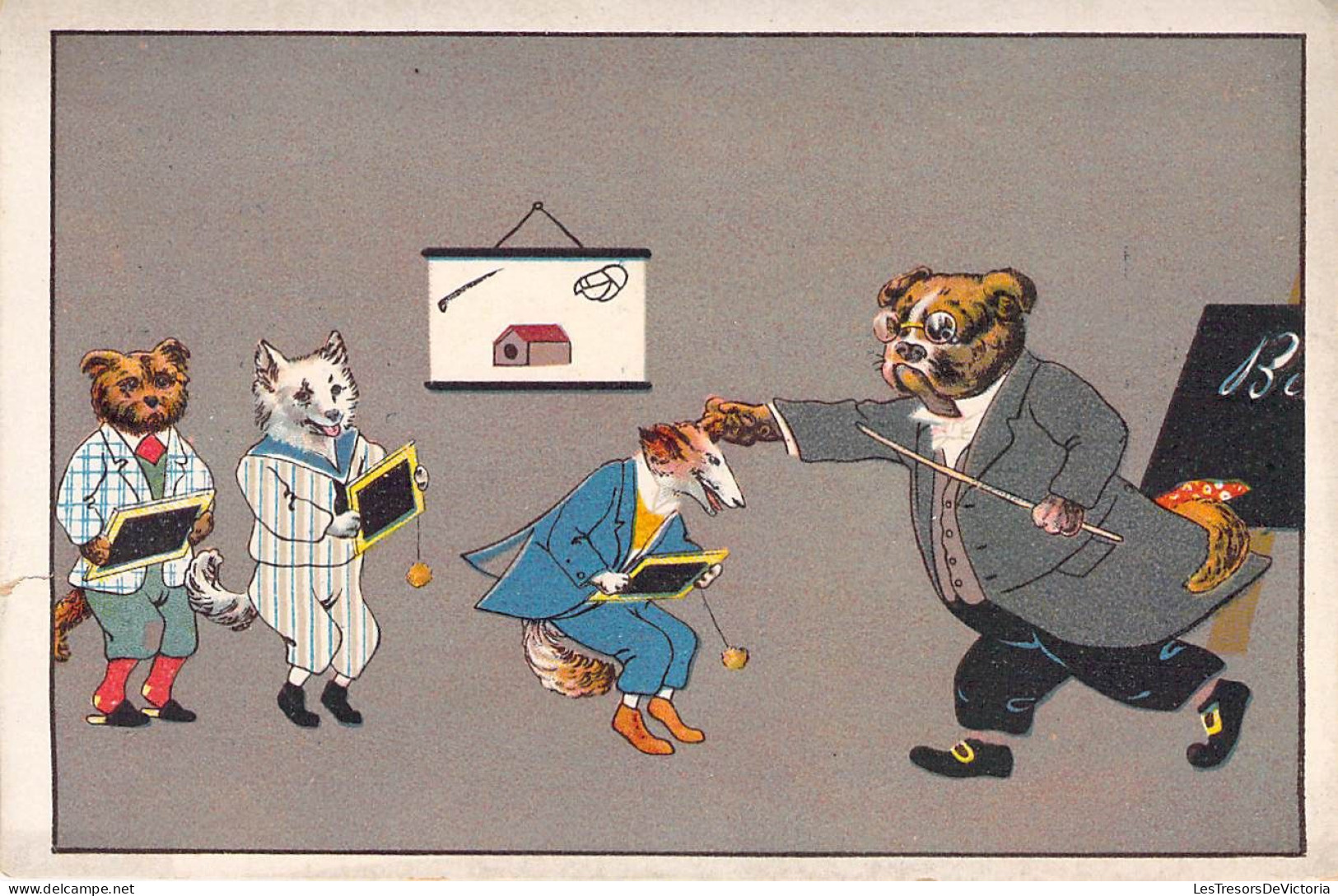 Chromos - Au Bonheur Des Dames - Liège - Maison Paul Katzenstein - Illustration Animaux Déguisés à L'école - Other & Unclassified