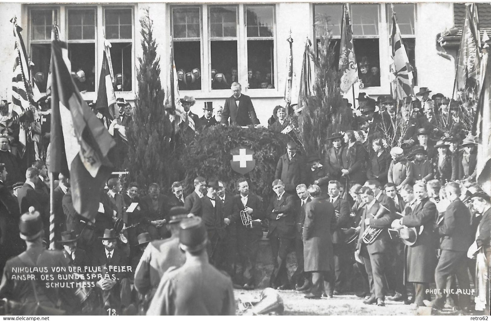 SACHSELN ► Nikolaus Von Der Flue Feier, Ansprache Des Bundespräsidenten Schulthess, Fotokarte Ca.1930 - Sachseln