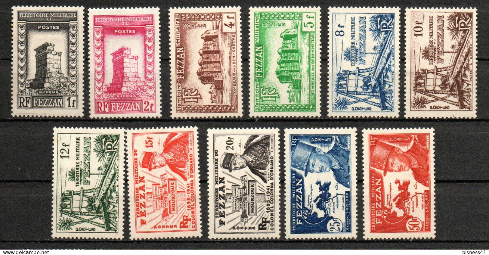 Col33 Colonie Fezzan N° 43 à 53 Neuf X MH Cote : 56,00€ - Unused Stamps