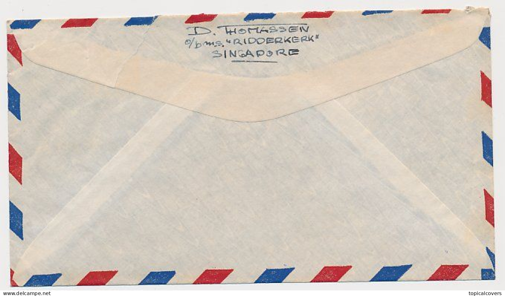 On Board Ms. Ridderkerk - Singapore - Cover B.M.A. Malaya - Oegstgeest The Netherlands 1947 - Malaya (British Military Administration)