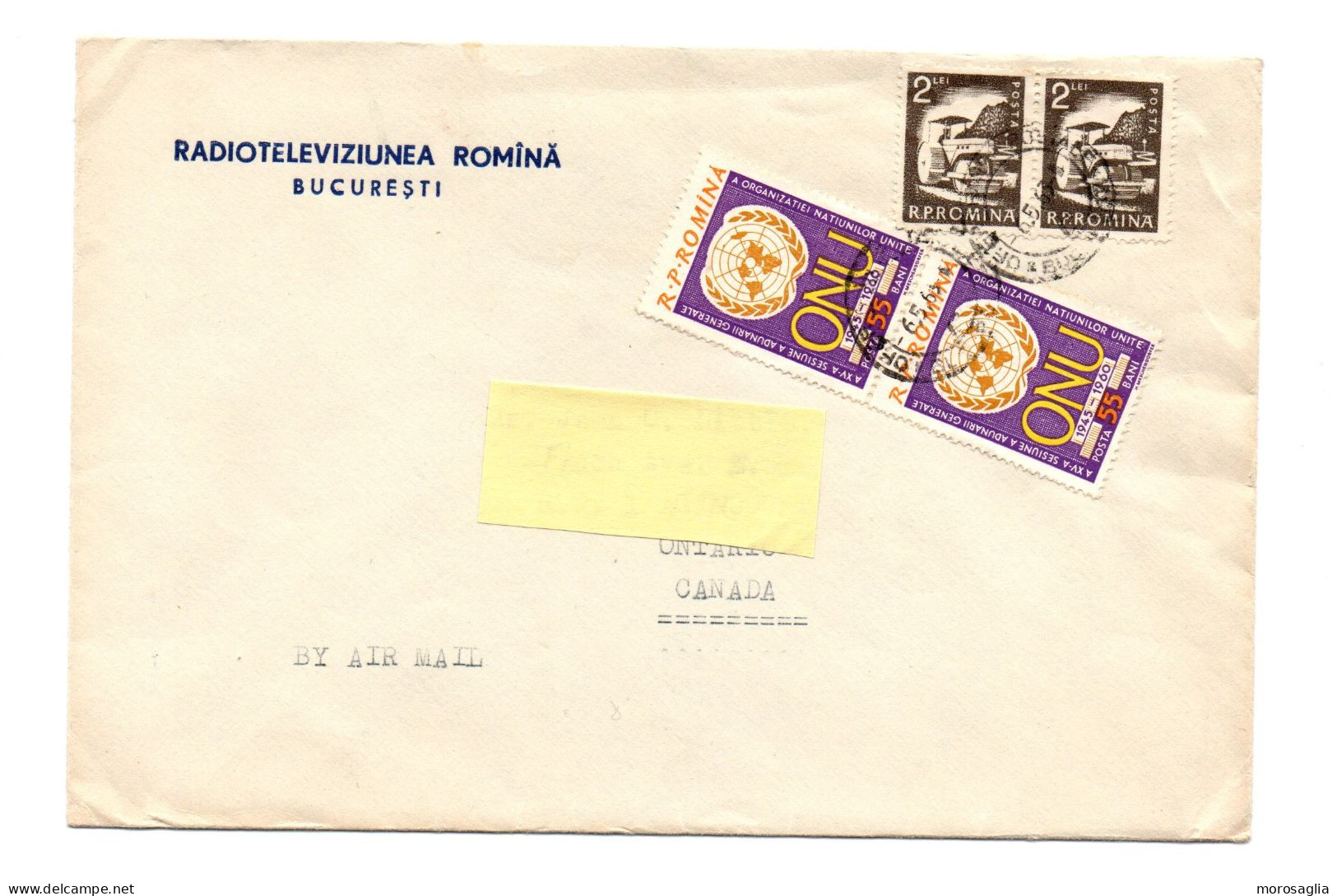 RADIO TV - ROMANIA - RADIOTELEVIZIUNEA ROMINA OLD COVER TO CANADA - Postmark Collection