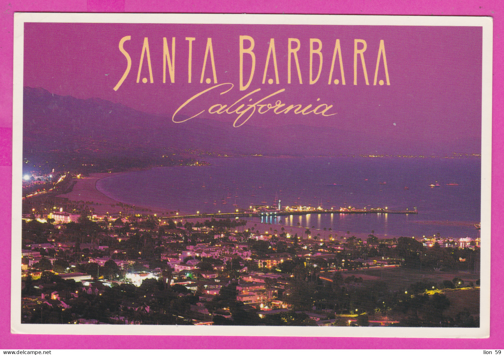 289186 / United States - Santa Barbara Tonight California - Nacht Aerial View Panorama Restaurants Theaters Night Clubs - Santa Barbara