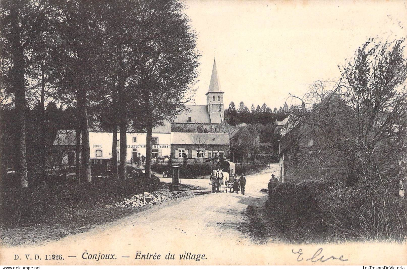 Belgique - Conjoux - Entrée Du Village - Attelage - Clocher - Animé -  Carte Postale Ancienne - Dinant