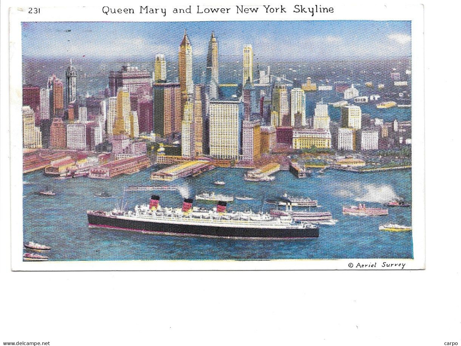 Queen Mary And Lower New York Skyline. (Bateau, Paquebot) - Trasporti