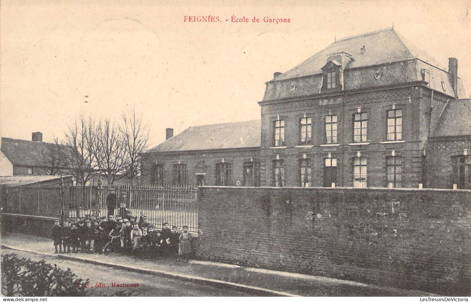 France - Feignies - Ecole Des Garçons - Edit. L.S. - Animé - Enfant - Oblitéré Ambulant  - Carte Postale Ancienne - Avesnes Sur Helpe