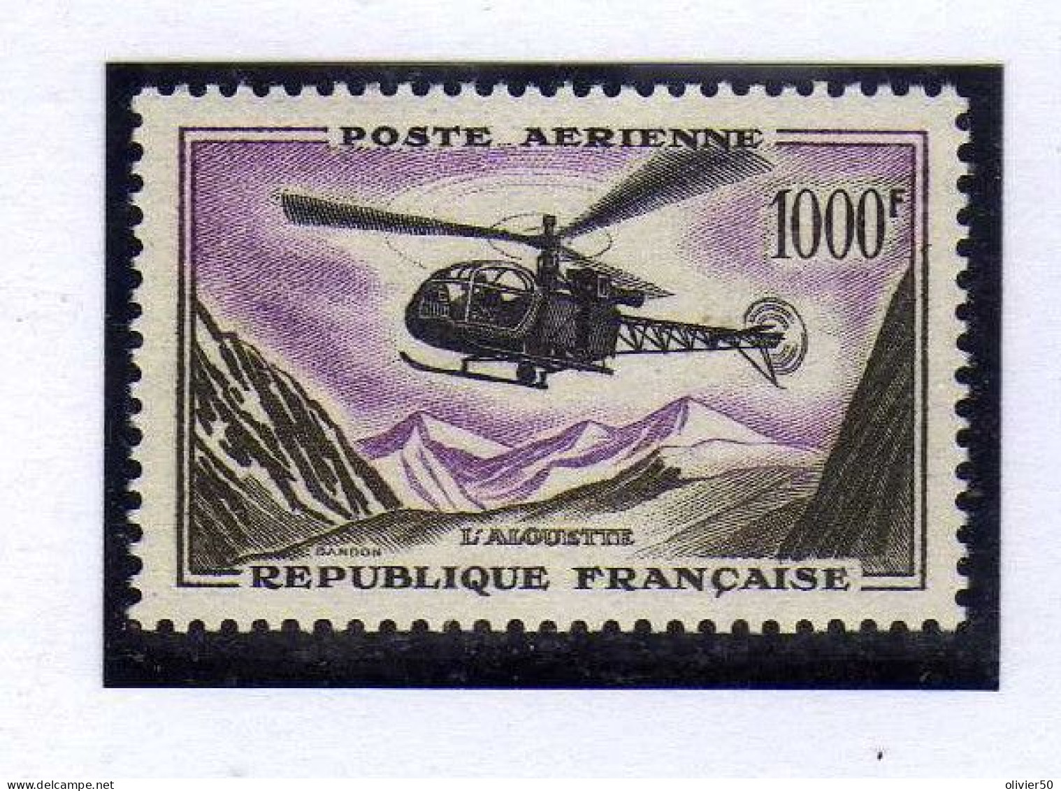 France - (1957-59)   -  1000 F. Prototype -  Helicoptere "Alouette" - Neuf** - MNH - 1927-1959 Neufs