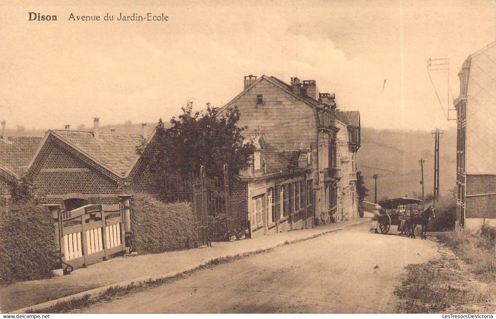 Belgique - Dison - Avenue Du Jardin école - Attelage - Edit. E. Winandy - Carte Postale Ancienne - Verviers