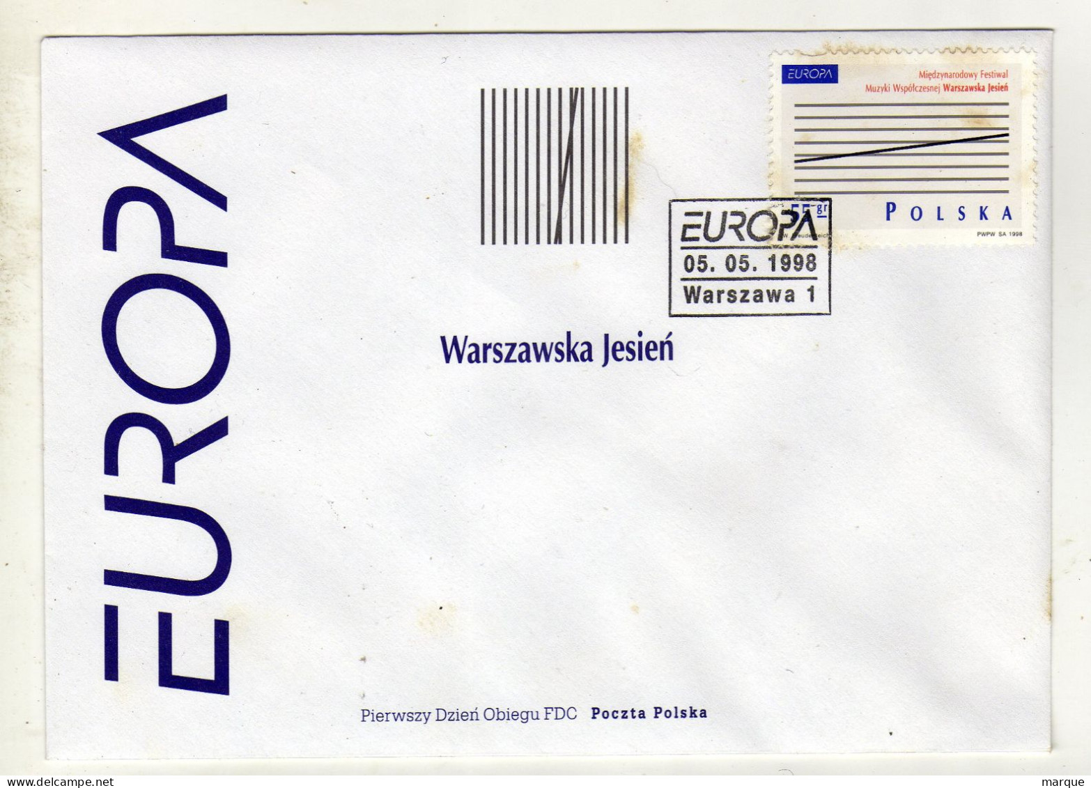 Enveloppe 1er Jour POLOGNE Oblitération WARSZAWA 1 05/05/1998 - FDC