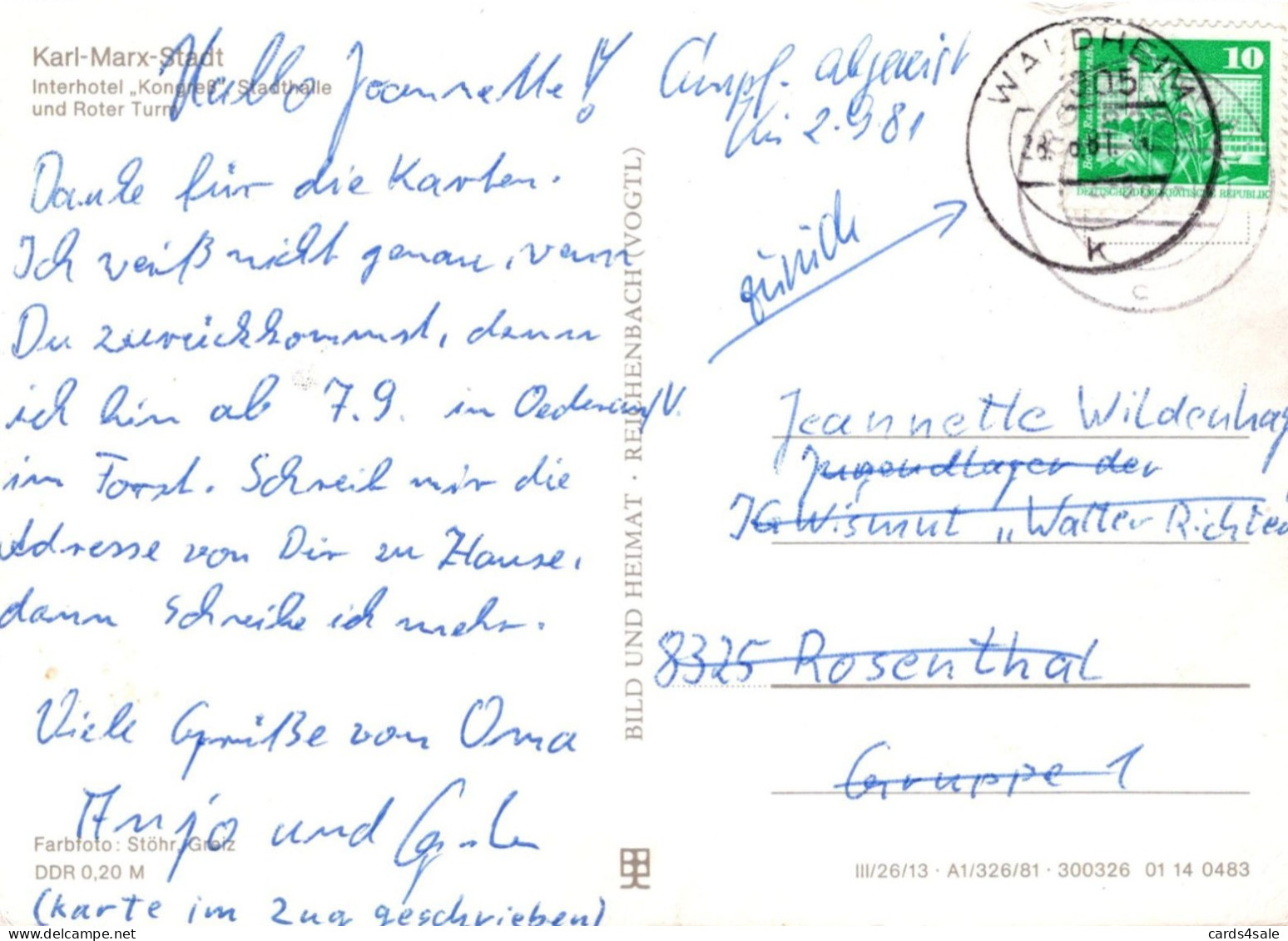 Karl-Marx-Stadt - Interhotel Kongress Stadthalle Und Roter Turm - Chemnitz (Karl-Marx-Stadt 1953-1990)