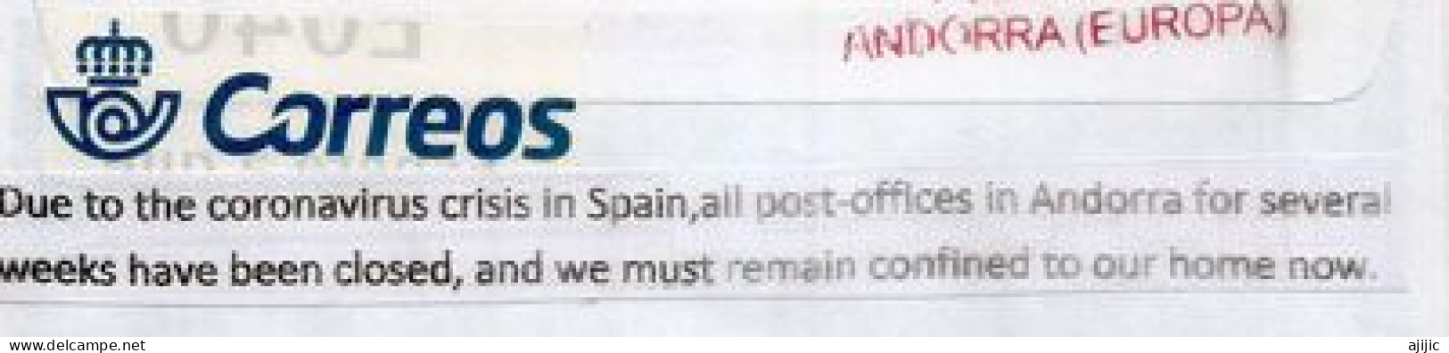 Lettre Andorre Postée Durant Covid-19 (2020) En Finlande, Retour à L'expediteur.  2 Photos Recto-verso - Covers & Documents