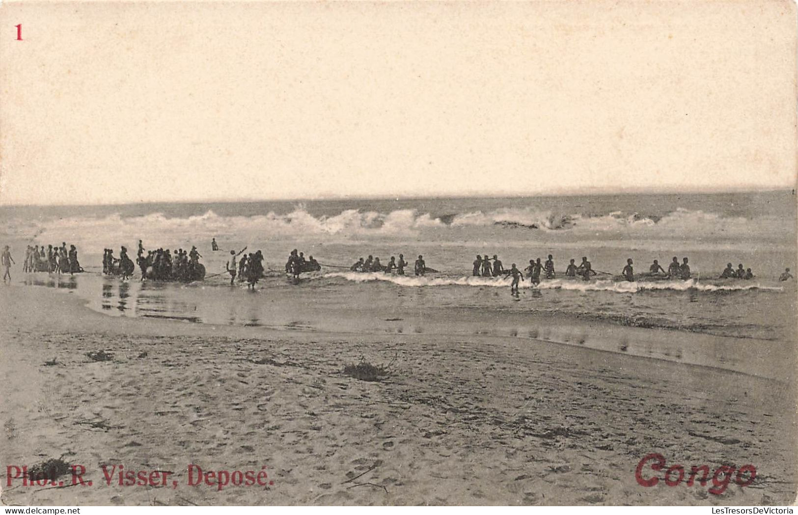 Congo - Groupe De Personnes Se Baignant Dans La Mer - N°1 -  R Visser - Carte Postale Ancienne - - Autres & Non Classés