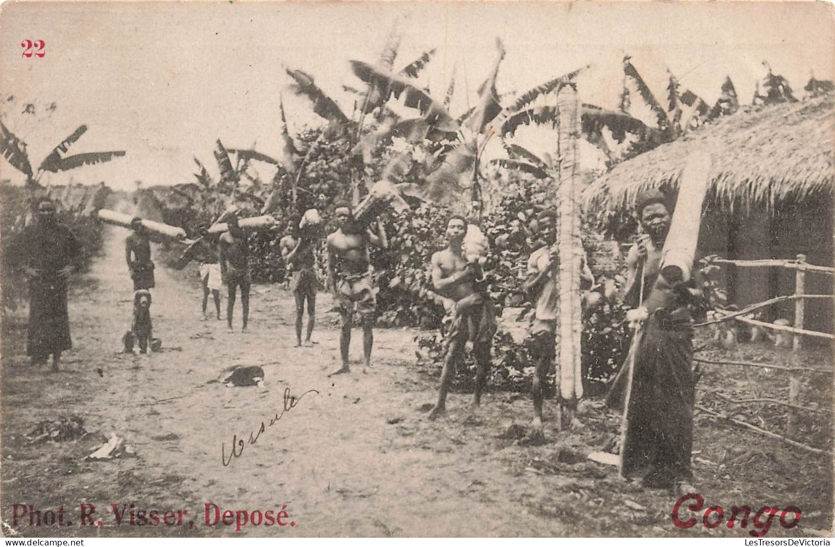 Congo - Habitants D'un Village - Animé - N°22 -  R Visser - Carte Postale Ancienne - - Autres & Non Classés