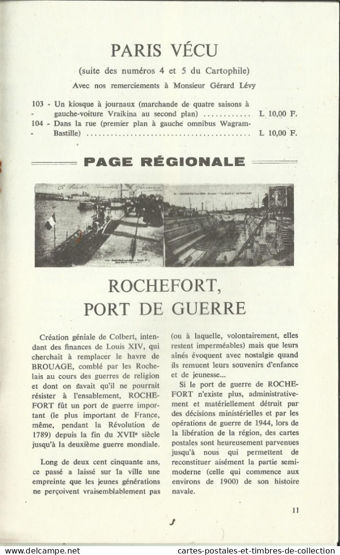 LE CARTOPHILE N°6 , Septembre 1967 , ROBINA , LES SAPEURS POMPIERS DE PARIS , ROCHEFORT , etc...