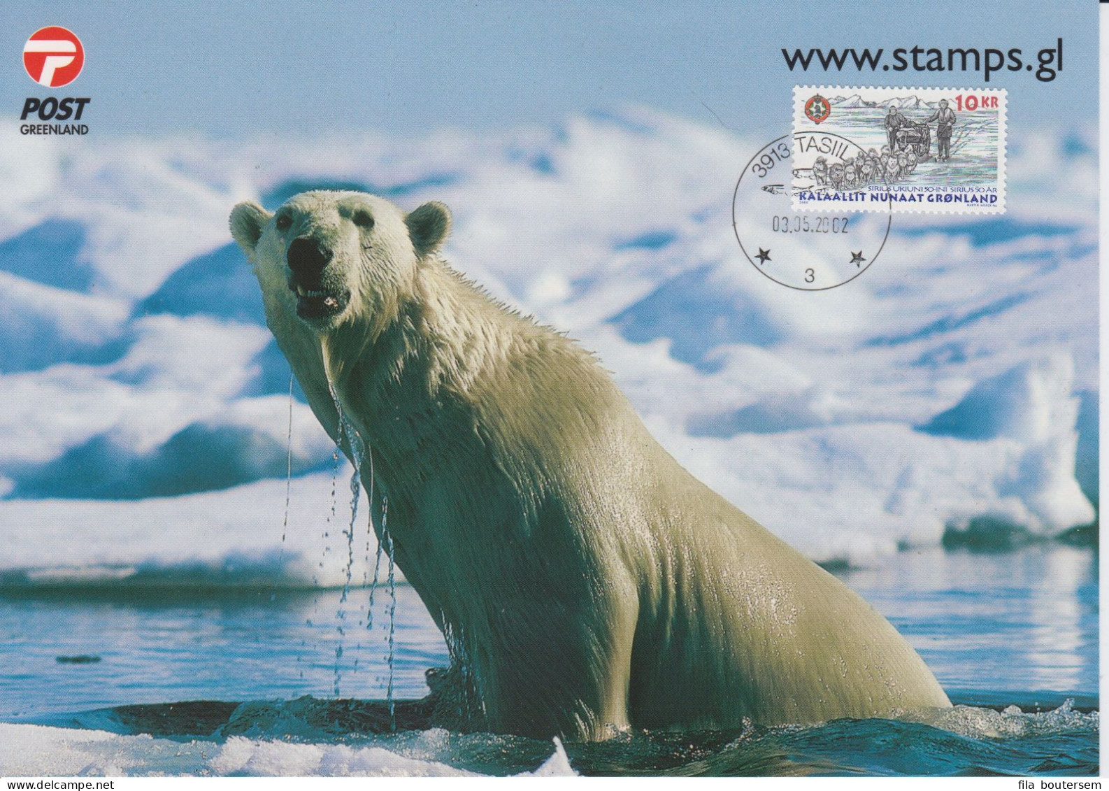 03-05-2002 GREENLAND SPECIAL COVER POLAR BEAR Ship Craft Stamps FISH Pmk Card Max. Kaart- Max. Card - Briefe U. Dokumente