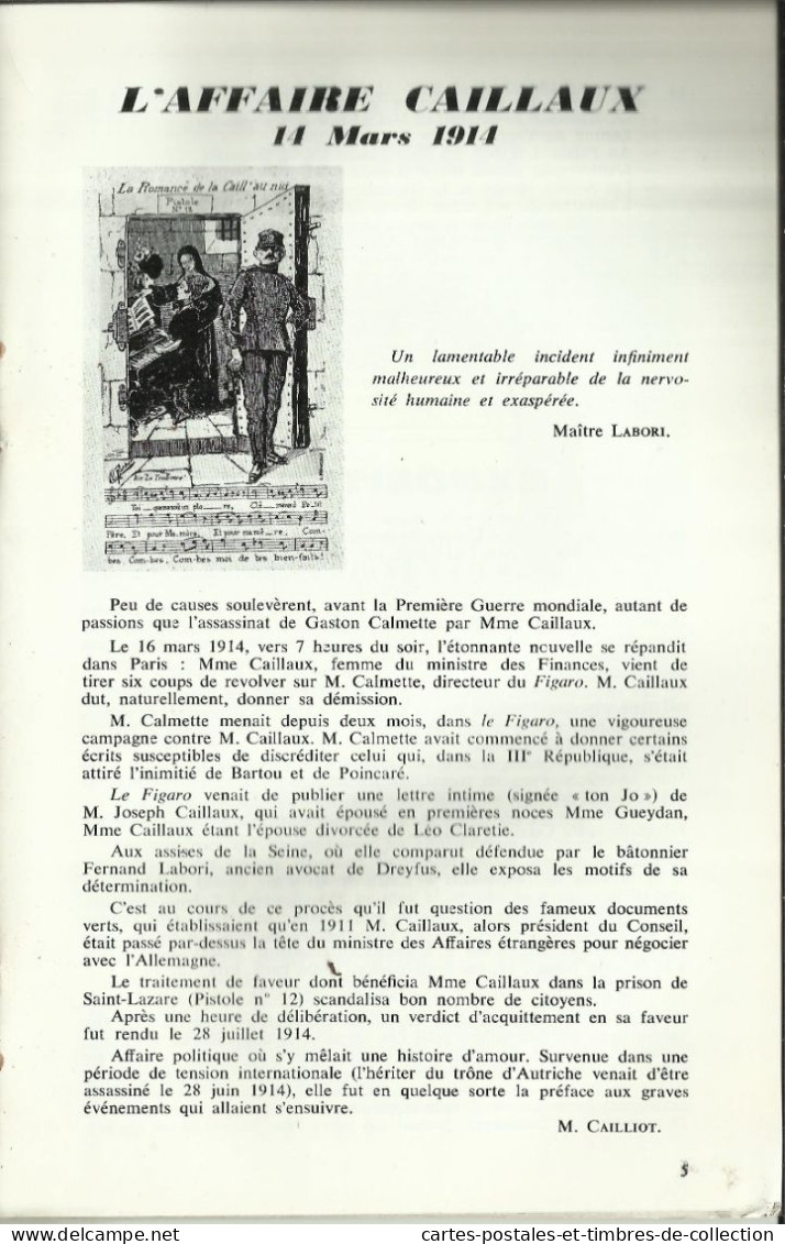 LE CARTOPHILE N°27 , Décembre 1972 , L'AFFAIRE CAILLAUX 14 Mars 1914 , LES CARTES-PHILATELIE D'O. ZIEHER , Etc... - Francés