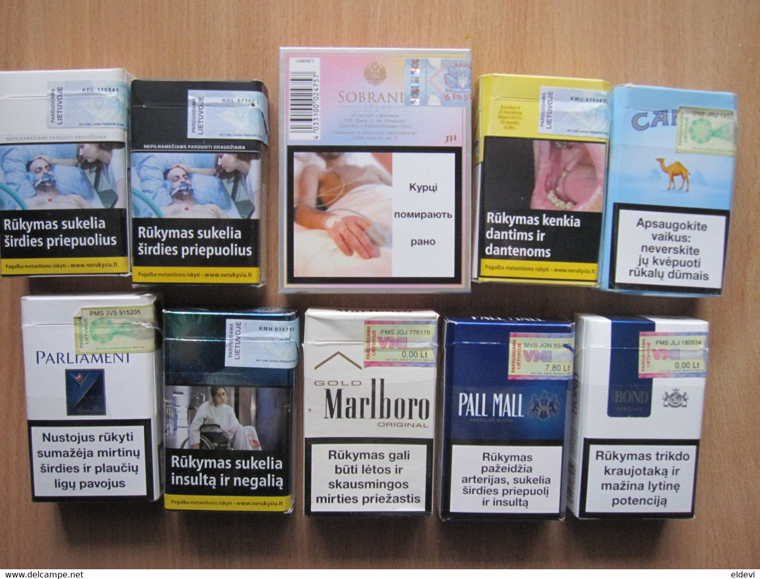 Lot Of 10 Empty Cigarette Packs / Boxes London Sobranie Lucky Strike Camel Parliament Marlboro + - Empty Cigarettes Boxes