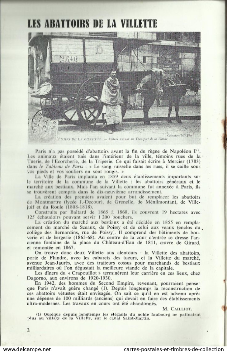 LE CARTOPHILE N°29 , Juin 1973 , LES ABATTOIRS DE LA VILLETTE , LE BANDIT CORSE BELLACOSCIA , Etc... - Französisch