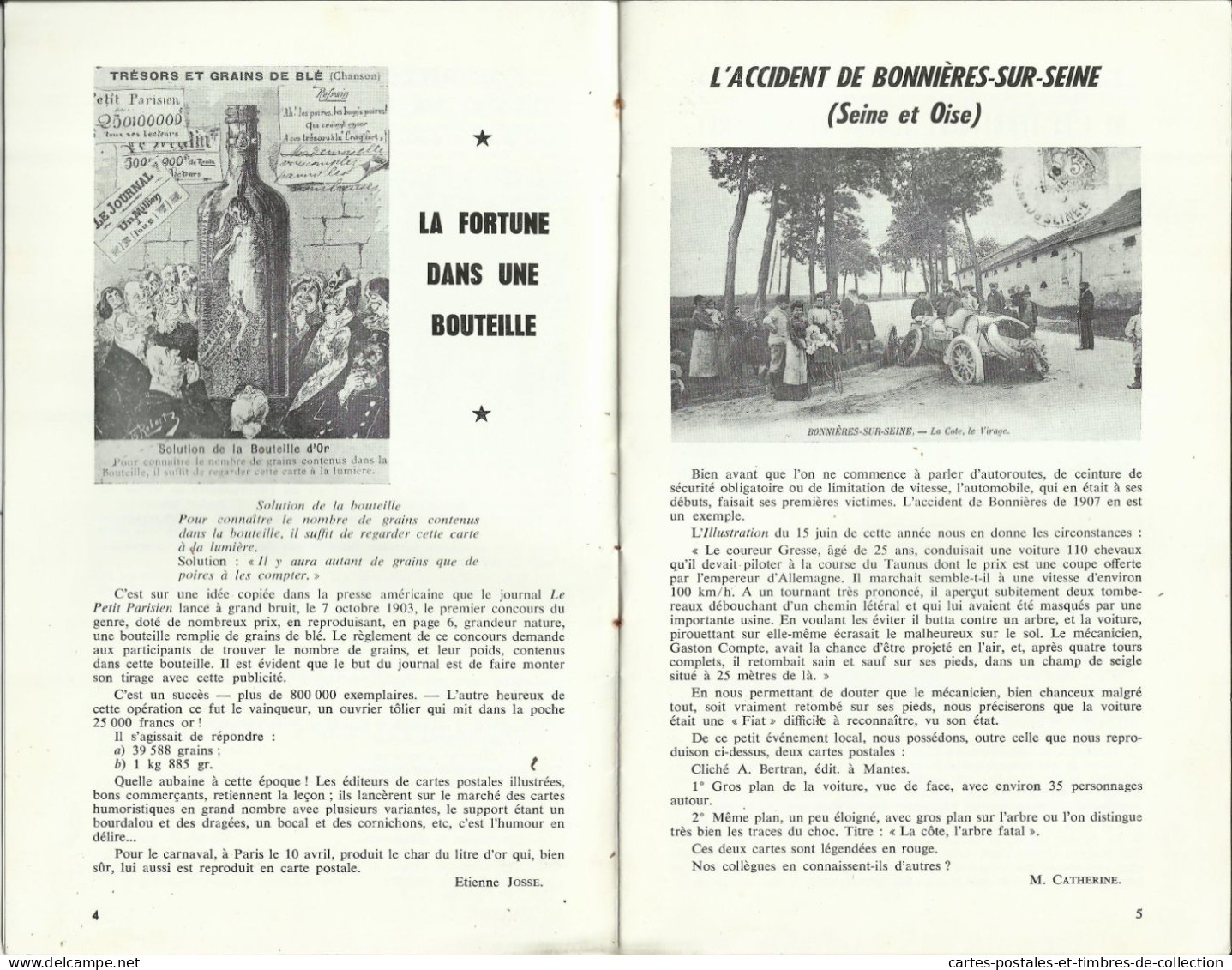 LE CARTOPHILE N°36 , Mars 1975 , CATASTROPHE DE CHEMIN DE FER DE MELUN , L'ACCIDENT DE BONNIERES SUR SEINE , Etc... - Francés