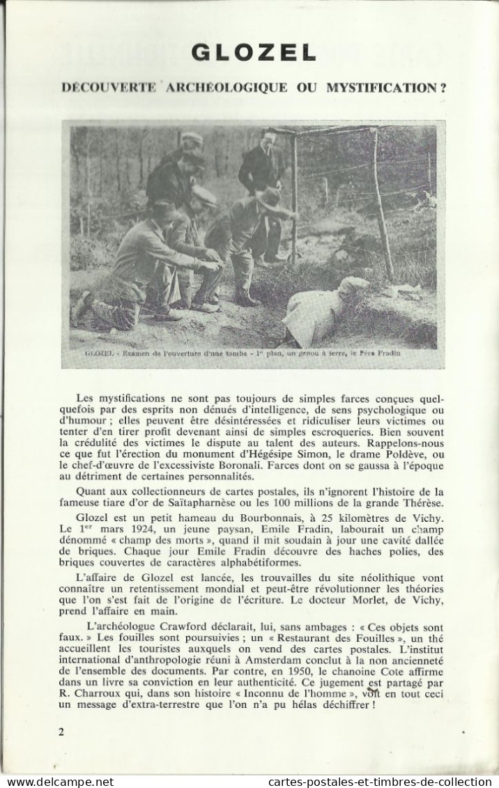 LE CARTOPHILE N°37 , Juin 1975 , GLOZEL , CATASTROPHE FERROVIAIRE DE SAUJON , LA GREVE DE FRESSENNEVILLE 1906 , Etc... - French