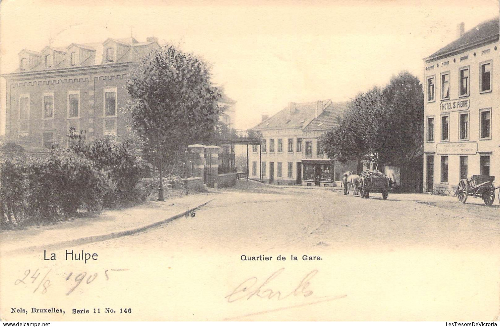 Belgique - La Hulpe - Quartier De La Gare - Edit. Nels - Attelage - Carte Postale Ancienne - La Hulpe