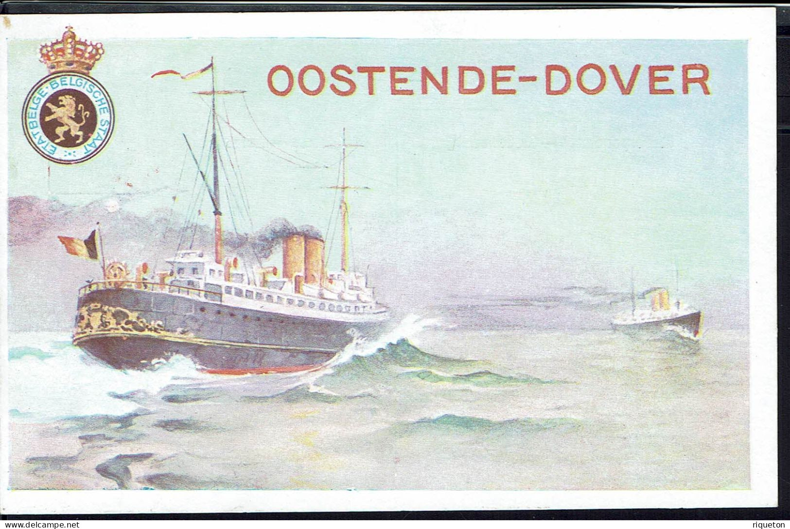 Belgique. Carte Entier Postal 10 C Sur 15 C. Etat Belge. Paquebot Oostende-Dover. TB. - Liner Cards