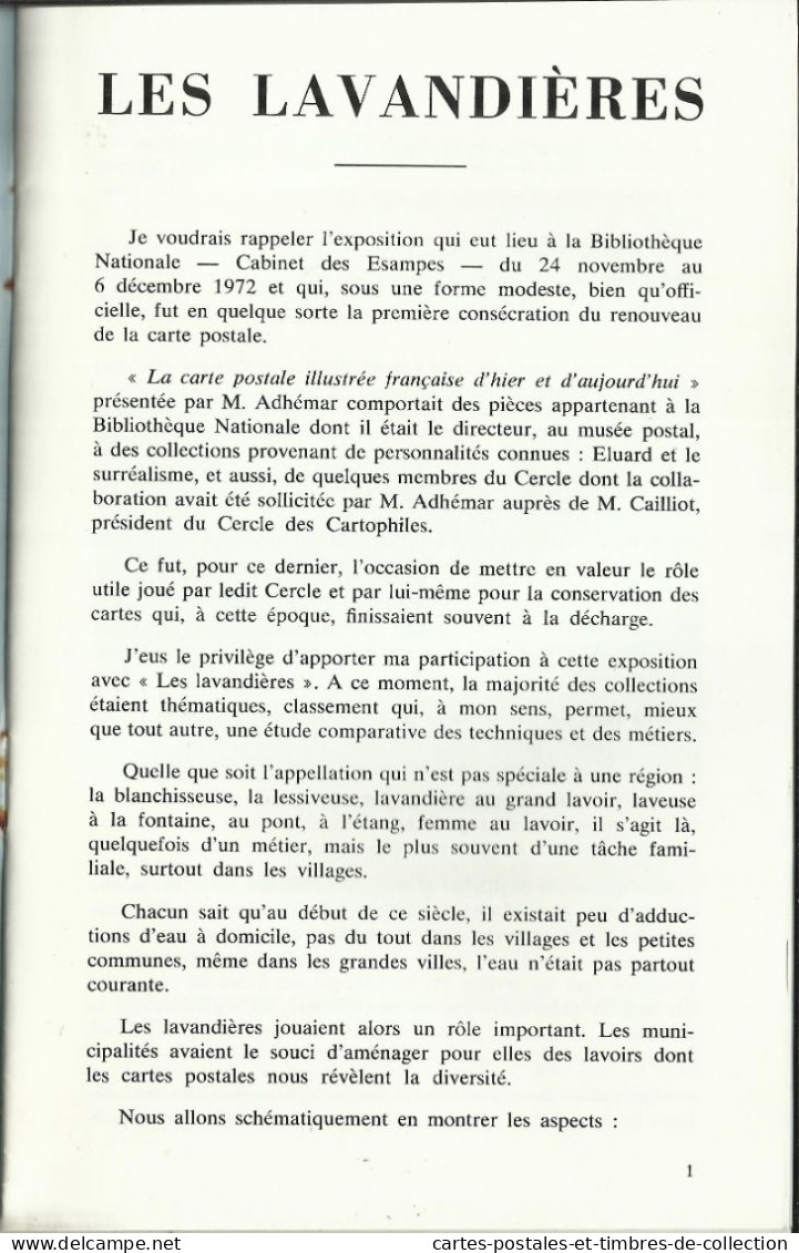 LE CARTOPHILE N°59 , Décembre 1980, LES LAVANDIERES , LA CARTE BERGERET , LES FONTAINES WALLACE , Etc... - French