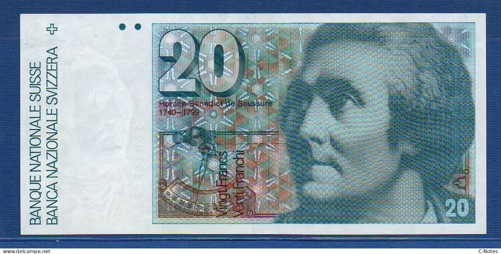 SWITZERLAND - P.55i(3) - 20 Francs 1990 XF+, Serie 90M1676758   -signatures: P. Gerber & Meyer - Switzerland