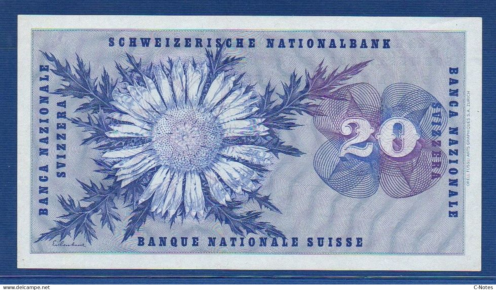 SWITZERLAND - P.46w(3) - 20 Francs 1976 AUNC, Serie 106 C 067195  -signatures: Brenno Galli / P. Languetin / Aebersold - Suiza