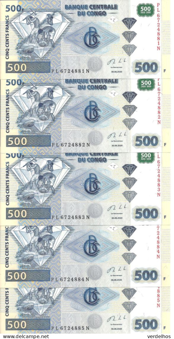 CONGO 500 FRANCS 2020 UNC P 96 C ( 5 Billets ) - Sin Clasificación