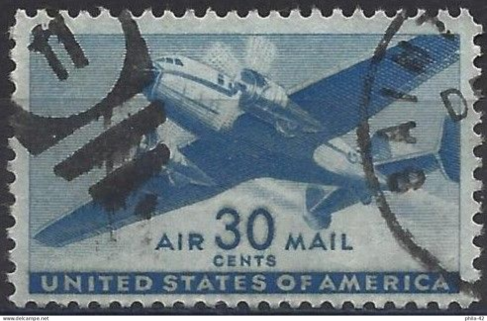 United States 1941 - Mi 505 - YT Pa 31 ( Airplane Twin-Motored ) - 2a. 1941-1960 Gebraucht
