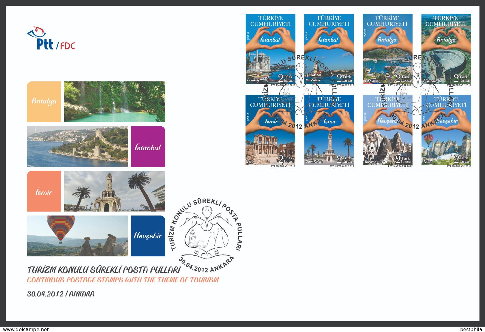 Turkey, Türkei - 2012 -  Regular Stamps With The Subject Of Tourism /// First Day Cover & FDC - Briefe U. Dokumente