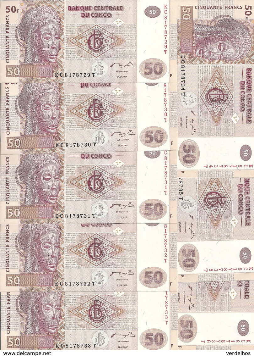 CONGO 50 FRANCS 2007 UNC P 97 ( 10 Billets ) - Zonder Classificatie