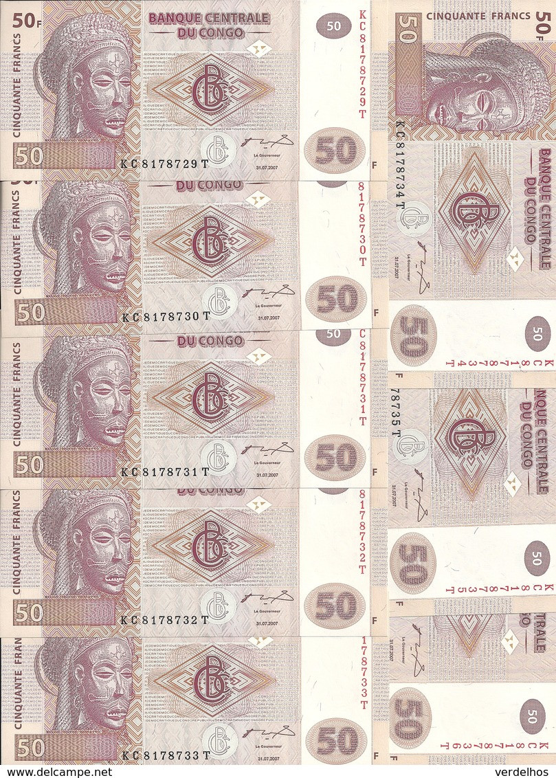 CONGO 50 FRANCS 2007 UNC P 97 ( 10 Billets ) - Sin Clasificación