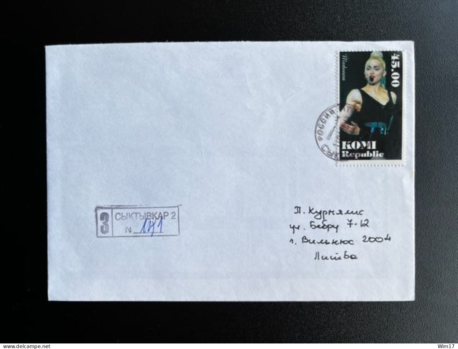 RUSSIA KOMI 1998 REGISTERED LETTER SYKTYVKAR TO LITHUANIA 17-06-1998 RUSSIAN FEDERATION MUSIC MADONNA - Storia Postale