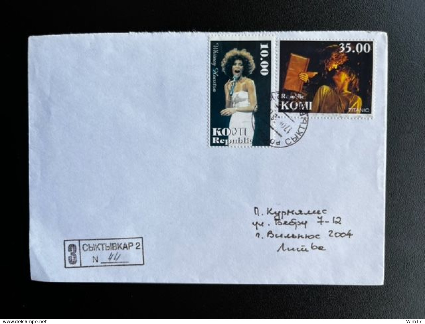 RUSSIA KOMI 1998 REGISTERED LETTER SYKTYVKAR TO LITHUANIA 17-06-1998 RUSSIAN FEDERATION MUSIC WHITNEY HOUSTON - Lettres & Documents