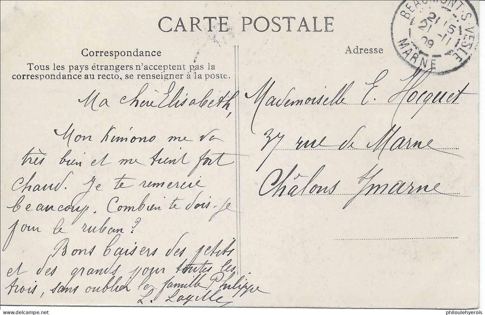 CPA GRANDE SEMAINE D'AVIATION Du 22 Au 29 Août 1909 Cachet Beaumont Sur Vesle Dans La Marne Président FALLIERES - Demonstraties