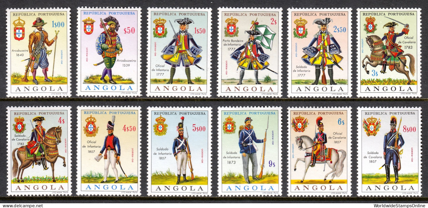 Angola - Scott #513-524 - MH - Crease #521 - SCV $7.90 - Angola