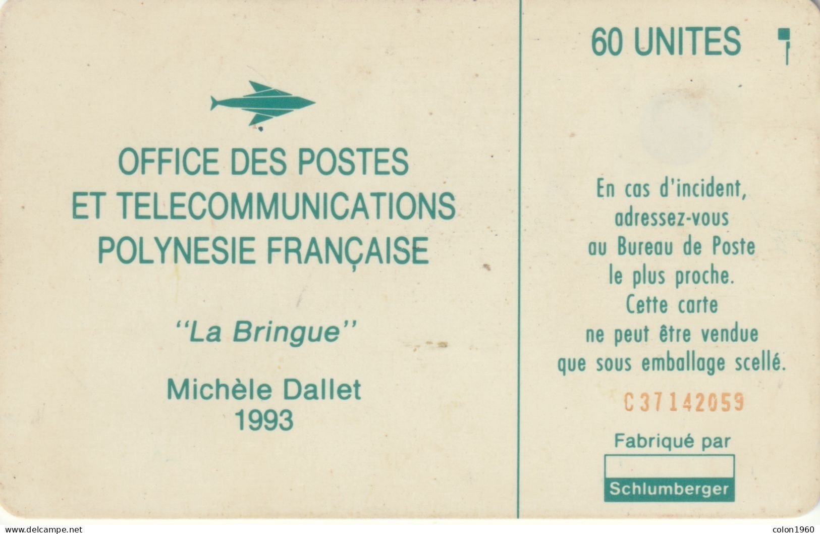 POLINESIA FRANCESA. FP016. "La Bringue", Michèle Dallet. 1993-02. (046) - Polynésie Française