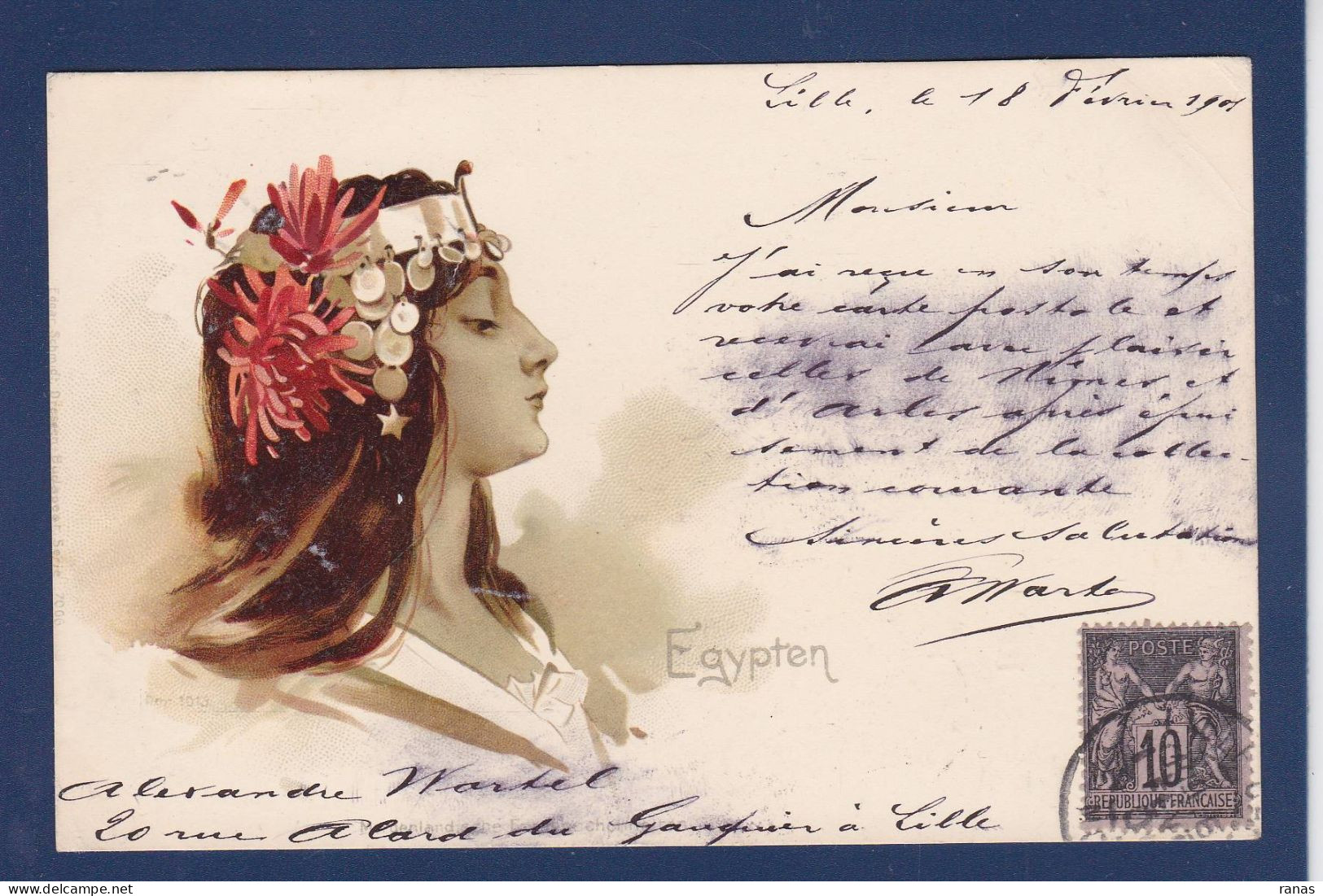 CPA Egypte Art Nouveau Femme Woman Circulé - Autres & Non Classés