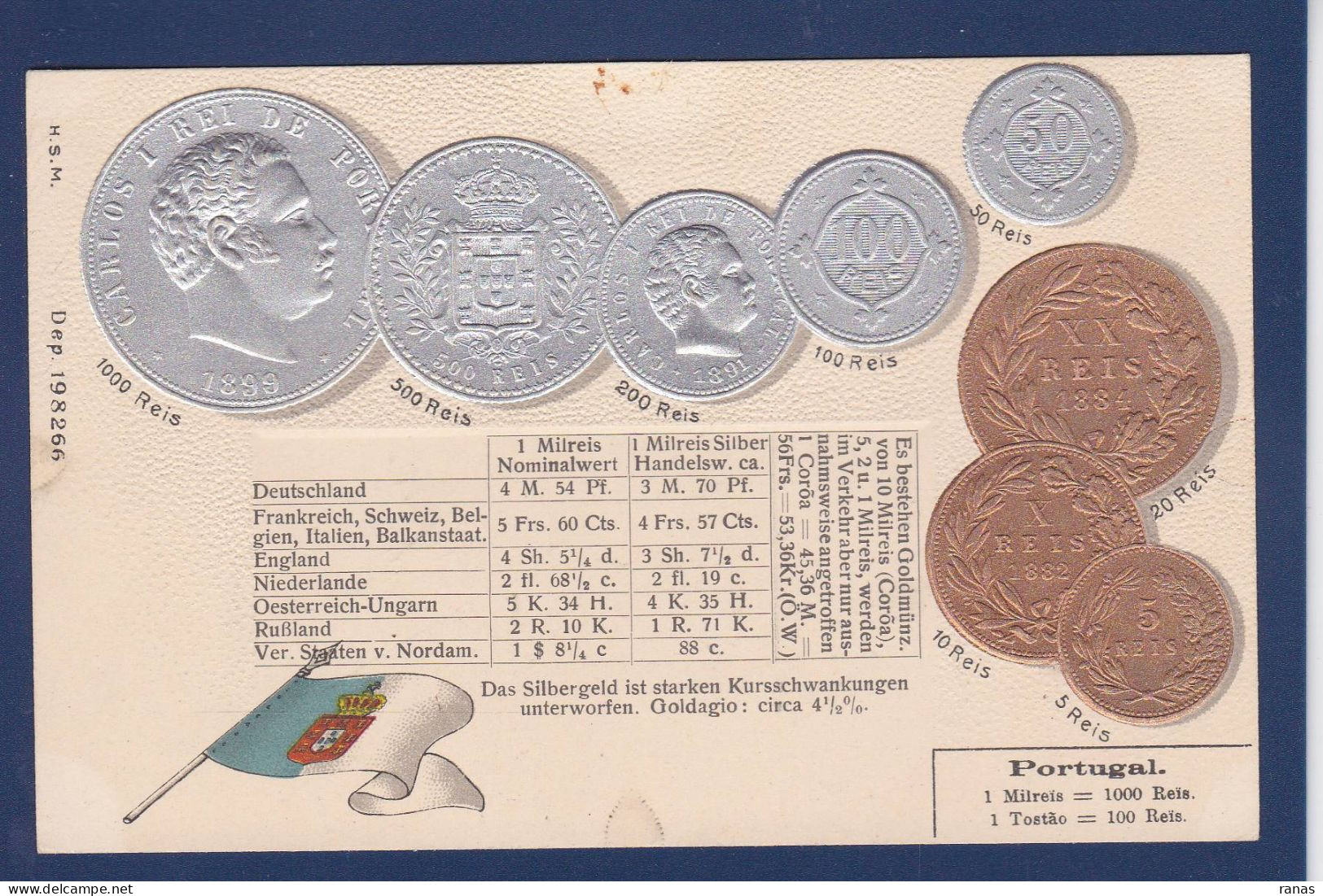 CPA Portugal Monnaie Coin Gaufré Embossed Non Circulé - Other & Unclassified