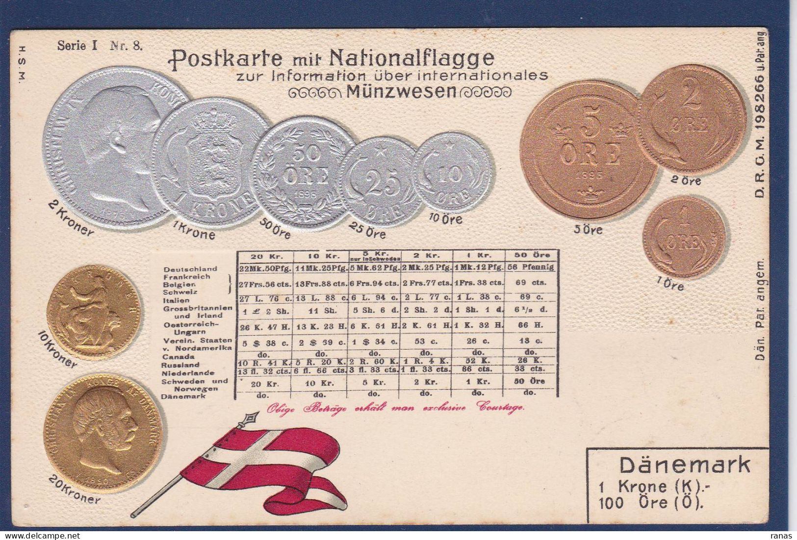 CPA Danemark Monnaie Coin Gaufré Embossed Non Circulé - Denmark