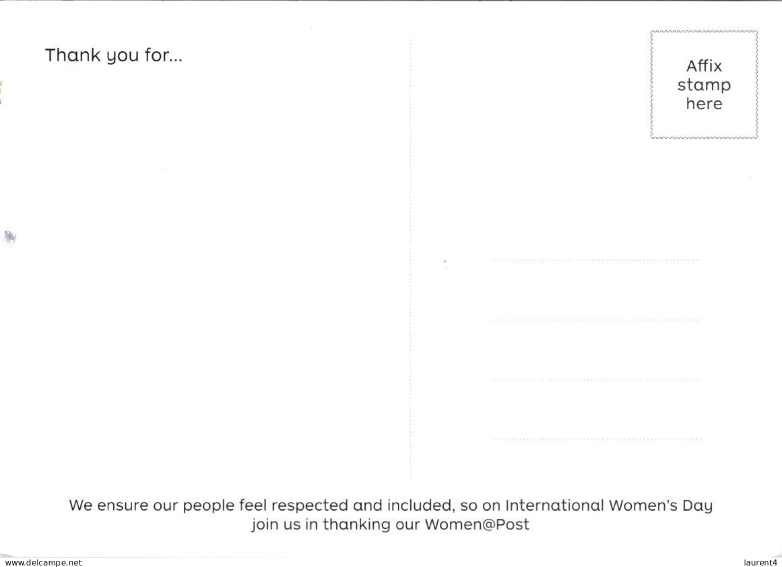 (2 P 30) Australia - Thank You To The Women's Of Australia Post (issued For International Women's Day) - Poste & Facteurs